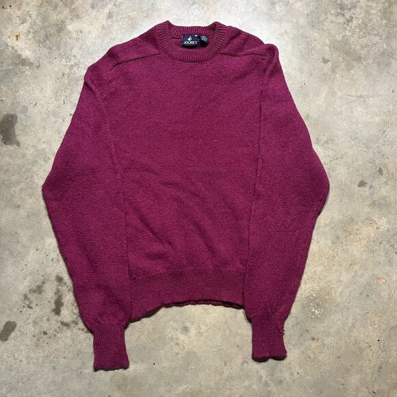 Vintage 80s Jockey Pink Wool Fall Knit Sweater - Picture 1 of 3